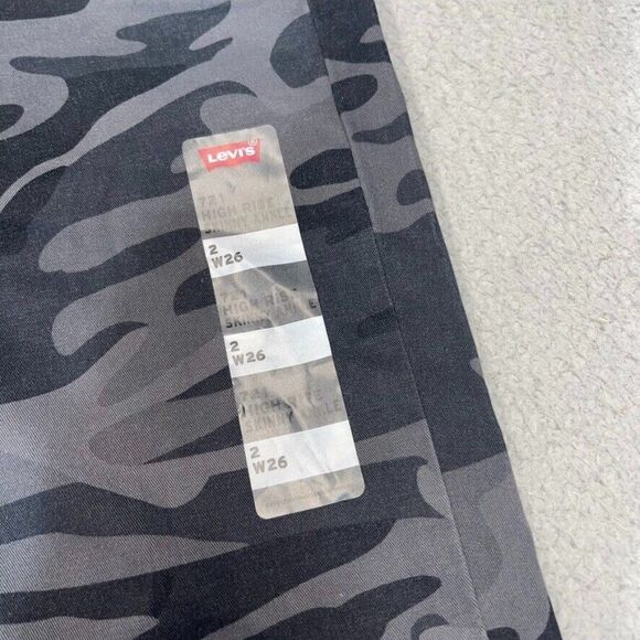 Levis 721 Jeans Womens 2 Black Camouflage High Rise Skinny Ankle 26x27 NWT NEW - Picture 13 of 16